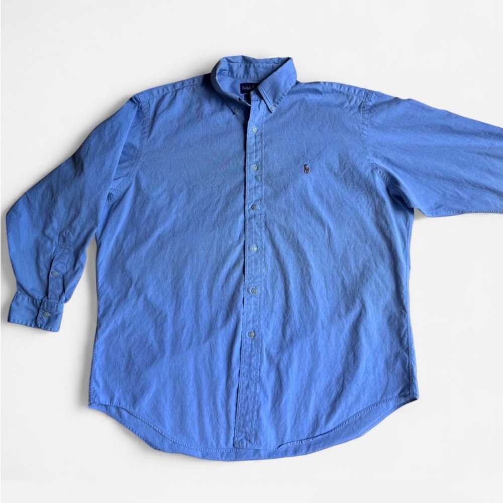 Vintage 90s Ralph Lauren Yarmouth Pinpoint Cotton Oxford Shirt Mens 16 32 Blue